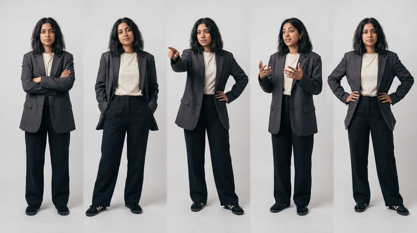 Mira character reference sheet, standing postures